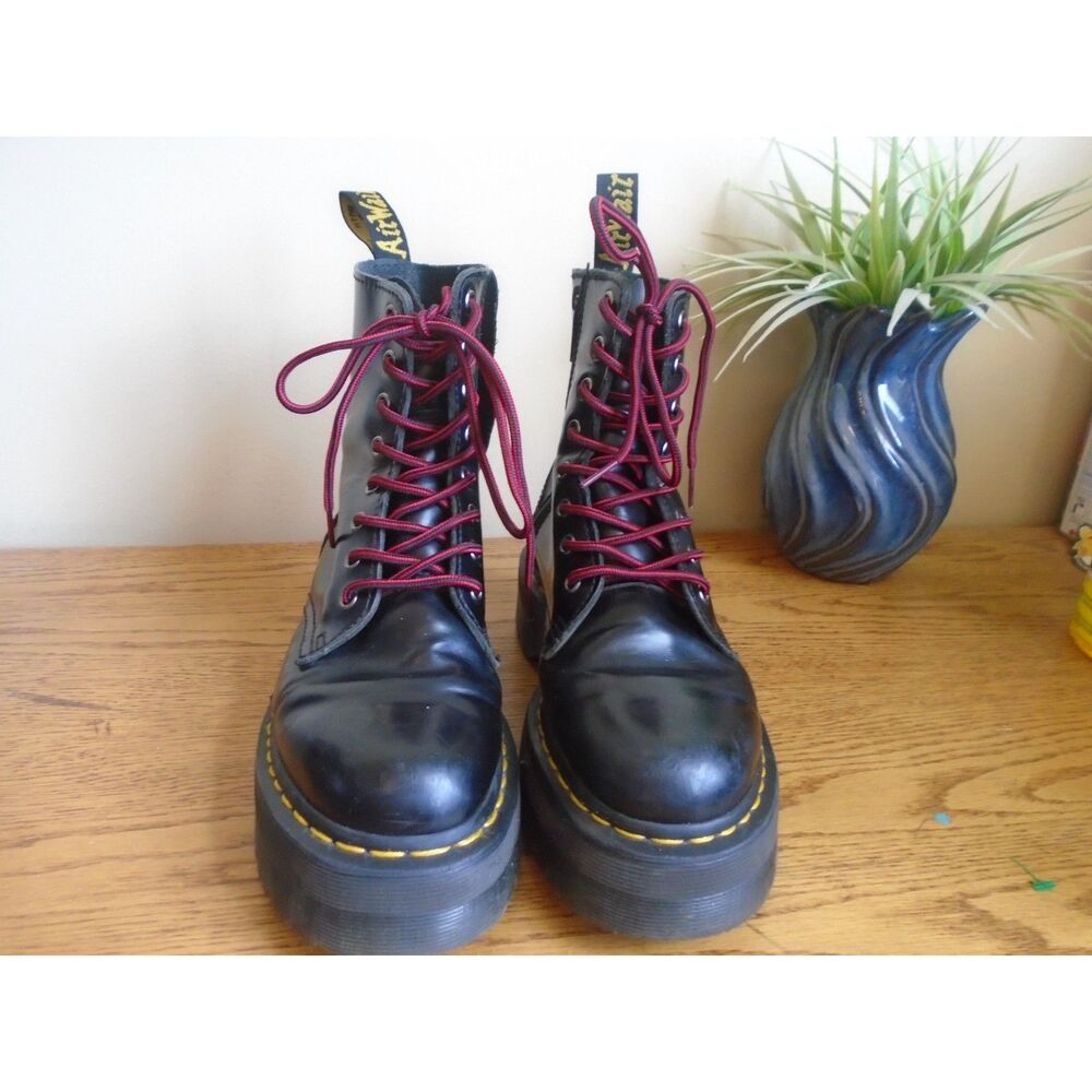 Dr. Martens Jadon Boots Womens 8 Men 7 Black Leather Platform Zip